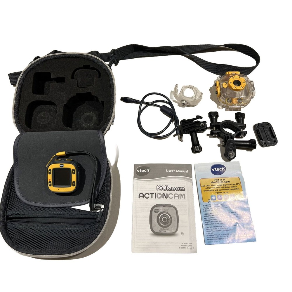 Vtech Kidizoom Yellow Action All Weather Digital Camera With Accessories & Case